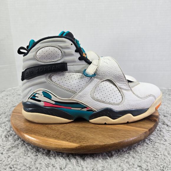 Jordan 8 Retro South Beach 2018 White Turbo Green Sneakers Mens 10 305381-113 - Picture 3 of 12